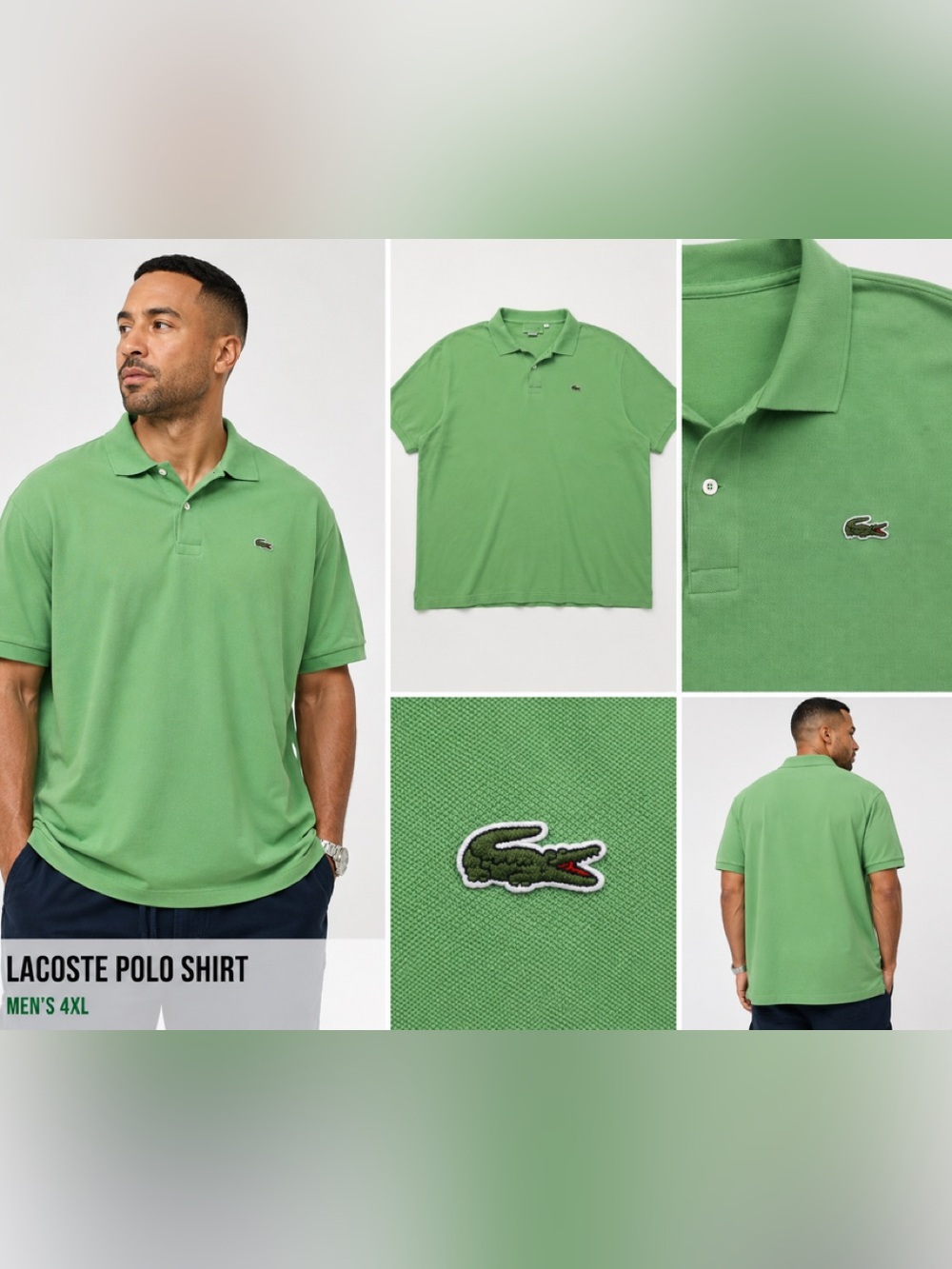 Lacoste Light Green Pique men’s 4XL Polo Shirt Like new